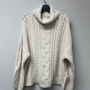 NWT Gentle Fawn marine mock neck cable mint cream sweater Large
